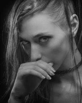 Free Stock Photo of Black and White Young Girl Portrait