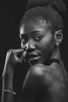 Free Stock Photo of African Beauty Portrait - Back and White