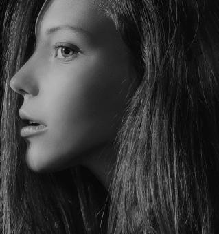 Free Stock Photo of Brunette Profile - Monochrome