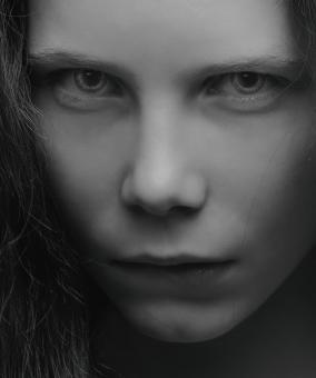 Free Stock Photo of Girl Portrait Close Up - Black and White