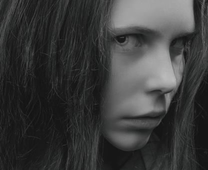 Free Stock Photo of Girl Profile - Close Up - Monochrome