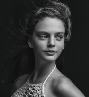 Free Stock Photo of Young Female Model - Monochrome Portrait