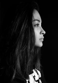 Free Stock Photo of Profile of a Young Female - Monochrome