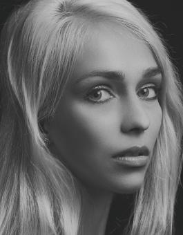 Free Stock Photo of Blond Young Girl Portrait - Black and White
