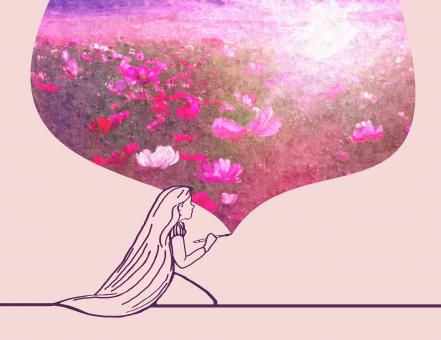 Free Stock Photo of Childhood Dreams - A Little Girl Paints Field of Flowers