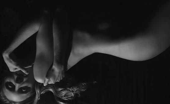 Free Stock Photo of Naked Girl - Low Key - Body - Black and White
