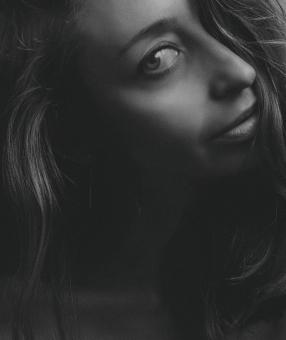Free Stock Photo of Girl Portrait - Low Key - Black and White