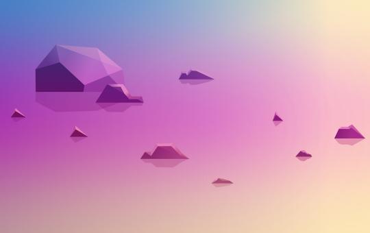 Free Stock Photo of Abstract Polygon Rocks on Water - Colorful Reflections 