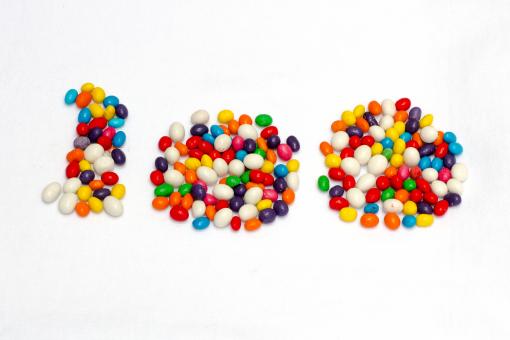 Free Stock Photo of 100 Candy Beans