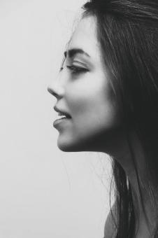 Free Stock Photo of Pretty Girl Black and White Profile