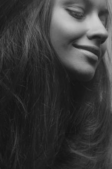 Free Stock Photo of Happy Female Portrait in Monochrome