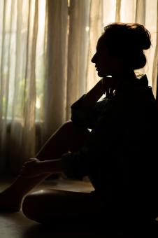 Free Stock Photo of Lonely sad woman silhouette in deep thoughts