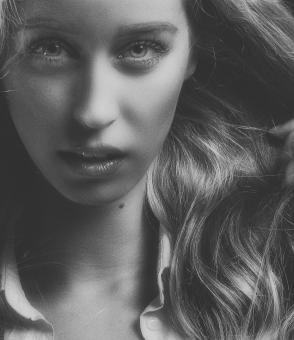 Free Stock Photo of Young Girl with Long Dark Hair - Monochrome