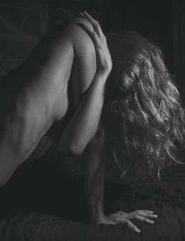 Free Stock Photo of Naked Woman in Black and White
