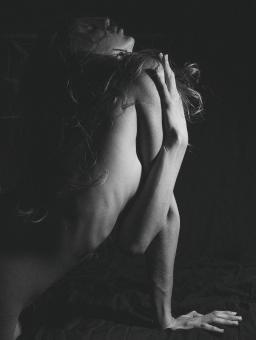 Free Stock Photo of Model Posing Nude in Black and White
