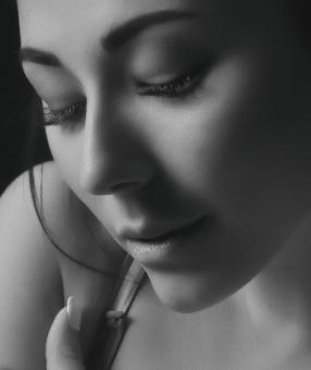 Free Stock Photo of Girl Portrait Close Up - Closed Eyes - Monochrome