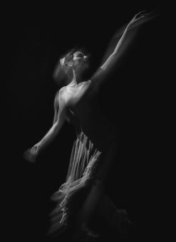 Free Stock Photo of Dancing Woman - Double Exposure - Black and White