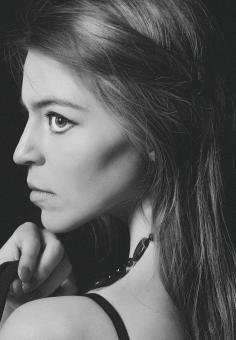 Free Stock Photo of Female Side Portrait - Monochrome Profile