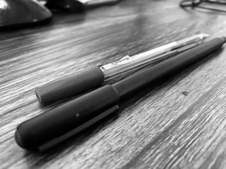Free Stock Photo of Two Pen in Desk Classic Black and White
