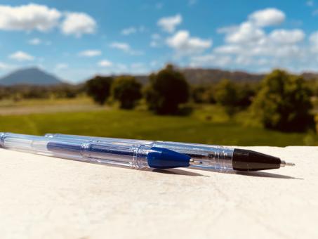 Free Stock Photo of Two Pen in a Mountain Viewpoint