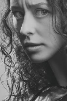 Free Stock Photo of Pretty Brunette Girl - Monochrome Portrait