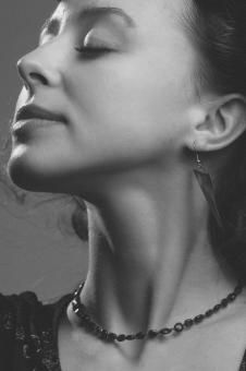 Free Stock Photo of Beautiful Female Profile Pose - Monochrome