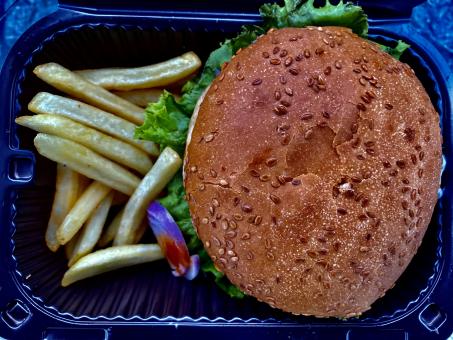 Free Stock Photo of Burger and French Fries