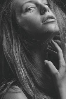 Free Stock Photo of Girl with Long Hair Posing - Monochrome Portrait