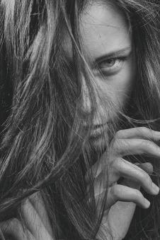 Free Stock Photo of Seductive Brunette - Monochrome Portrait