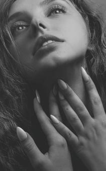 Free Stock Photo of Sensual Posing Model Portrait - Black and White