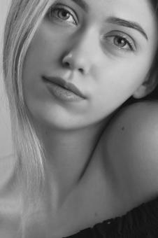Free Stock Photo of Blond Beauty - Black and White Model Portrait