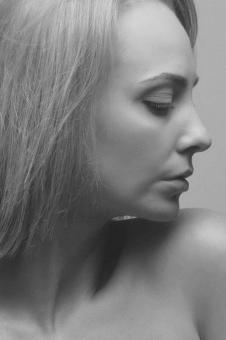 Free Stock Photo of Blond Girl Profile  - Monochrome