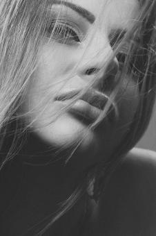Free Stock Photo of Girl Model Portrait in Black and White