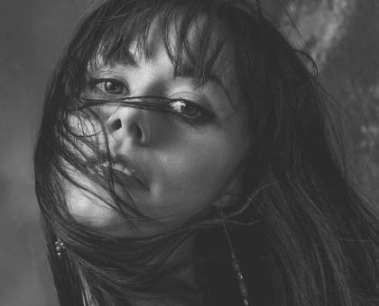 Free Stock Photo of Brunette Woman - Monochrome Portrait