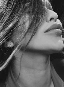 Free Stock Photo of Girl Profile Up Close - Monochrome