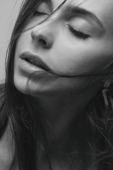 Free Stock Photo of Closed Eyes - Woman Portrait in Monochrome