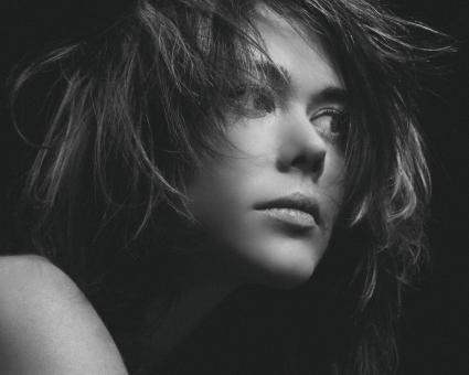 Free Stock Photo of Dark Haired Model Portrait - Monochrome