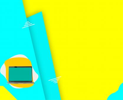 Free Stock Photo of Yellow and Blue Background with Laptop