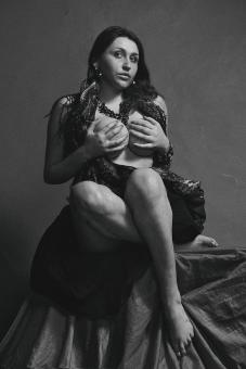 Free Stock Photo of Model Covering Breasts - Monochrome Fashion Portrait