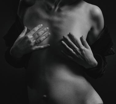 Free Stock Photo of Model Covering Bosom - Monochrome