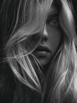 Free Stock Photo of Blond Model - Beautiful Portrait in Monochrome