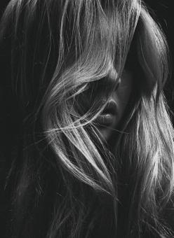 Free Stock Photo of Blond Hair - Female Portrait in Black and White