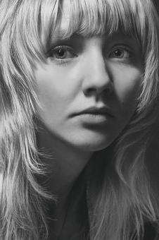 Free Stock Photo of Young Blond Girl Portrait - Monochrome