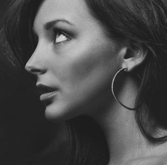 Free Stock Photo of Beautiful Brunette Profile - Black and White