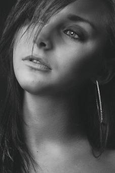 Free Stock Photo of Beautiful Brunette Model Portrait in Monochrome