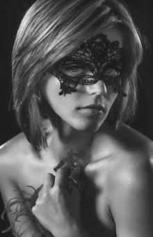 Free Stock Photo of Girl with Mask - Monochrome Portrait