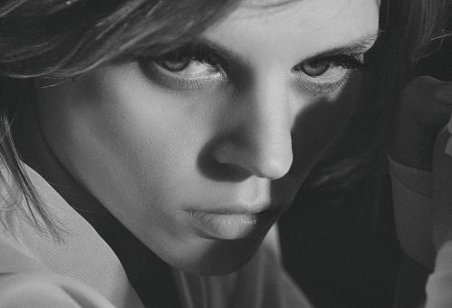 Free Stock Photo of Model Close Up Portrait in Monochrome