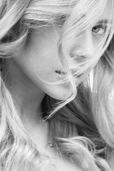 Free Stock Photo of Blond Woman - Black and White Portrait