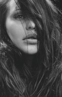 Free Stock Photo of Monochrome Portrait of Brunette Woman