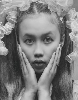 Free Stock Photo of Oriental Girl Portrait - Monochrome